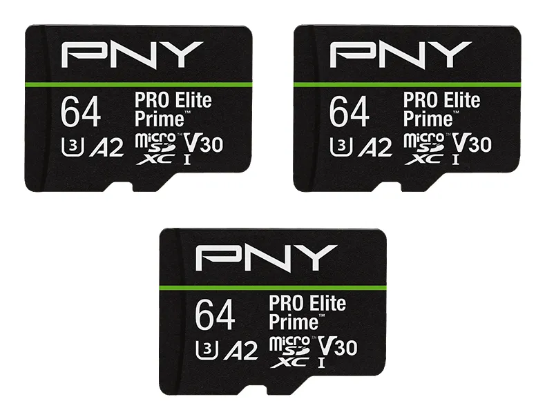 SD MicroSD XC Card 64 GB PNY Pro Elite Prime Triple Pack