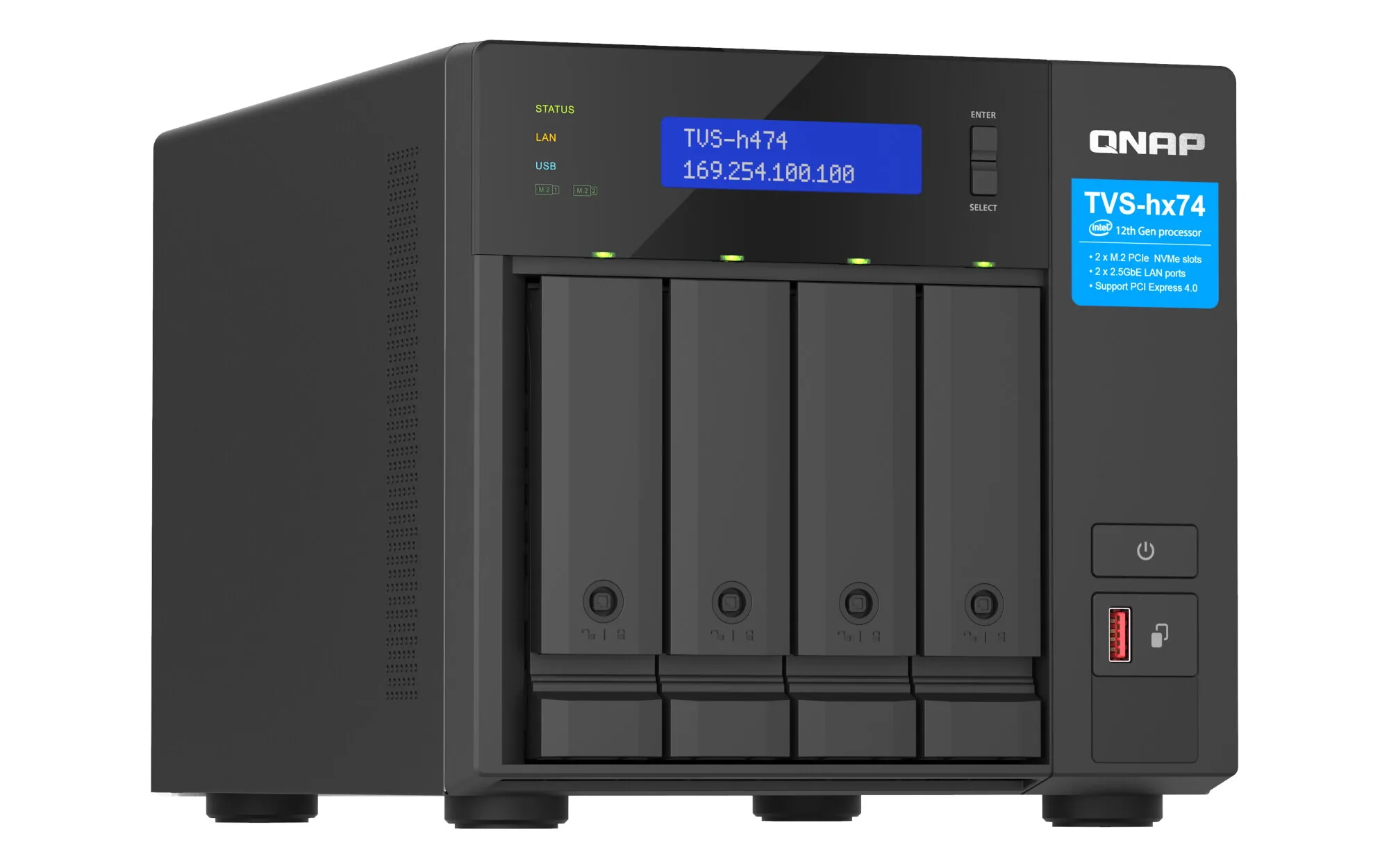 QNAP TVS-H474 NAS Tower Intel® Core™ i3 i3-12100 8 GB DDR4 0 TB QuTS hero Schwarz – Bild 4
