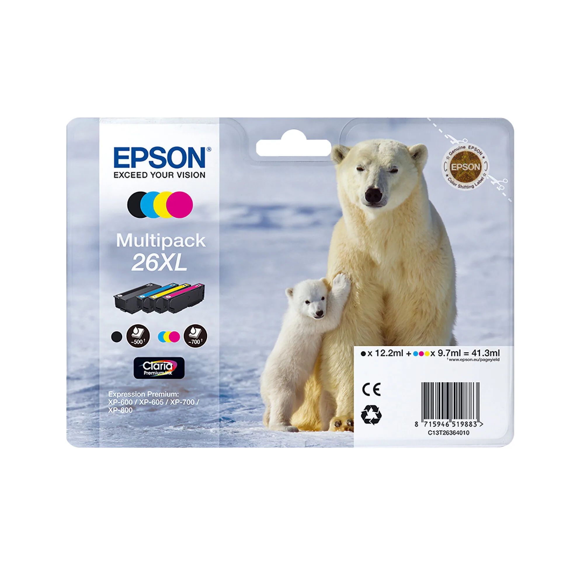Epson Polar bear 26XL Eisbär Claria Premium Multipack 4 Farben Tinte – Bild 2
