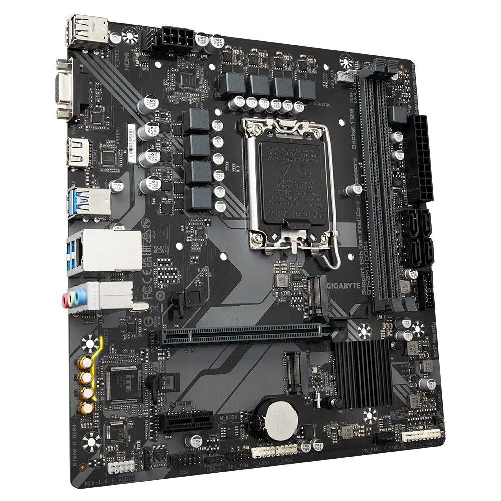 GIGABYTE B760M H DDR4 Motherboard - Unterstützt Intel Core 14. Generation CPUs, 6+1+1 Phasen Digital VRM, bis zu 3200MHz DDR4 (OC), 2xPCIe 4.0 M.2, GbE LAN, USB 3.2 Gen1 – Bild 3