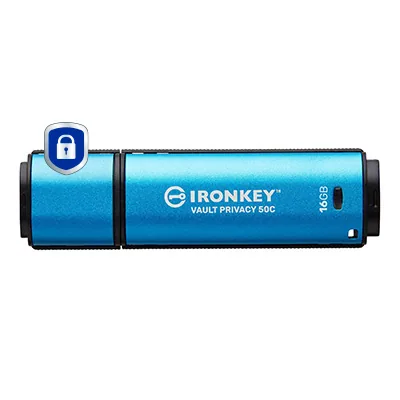 Kingston Technology IronKey 16GB USB-C Vault Privacy 50C AES-256 verschlüsselter, FIPS 197 – Bild 1