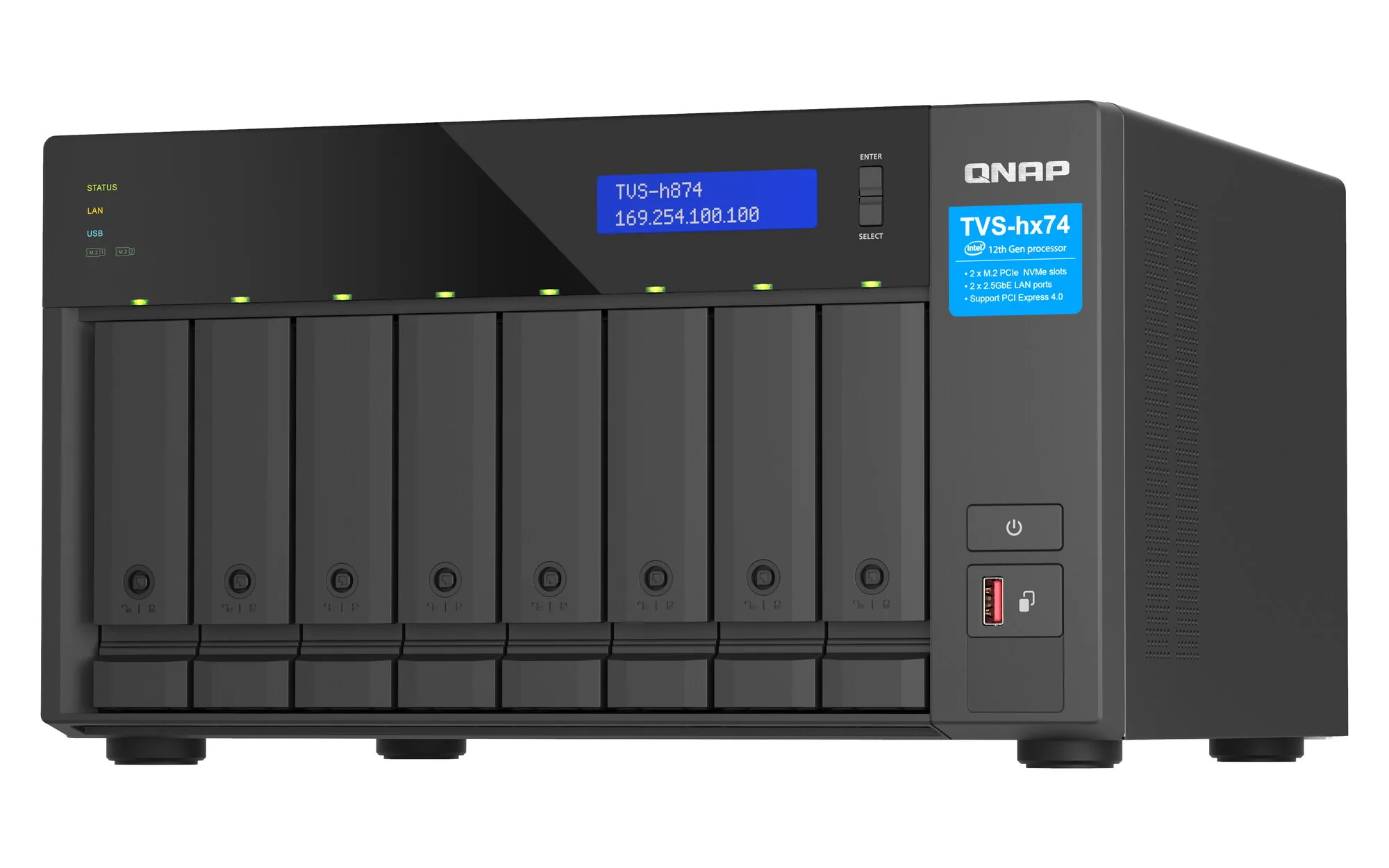 QNAP TVS-H874T-I7-32G NAS & Speicherserver Tower Intel® Core™ i7 32 GB DDR4 0 TB QNAP QTS Schwarz – Bild 6