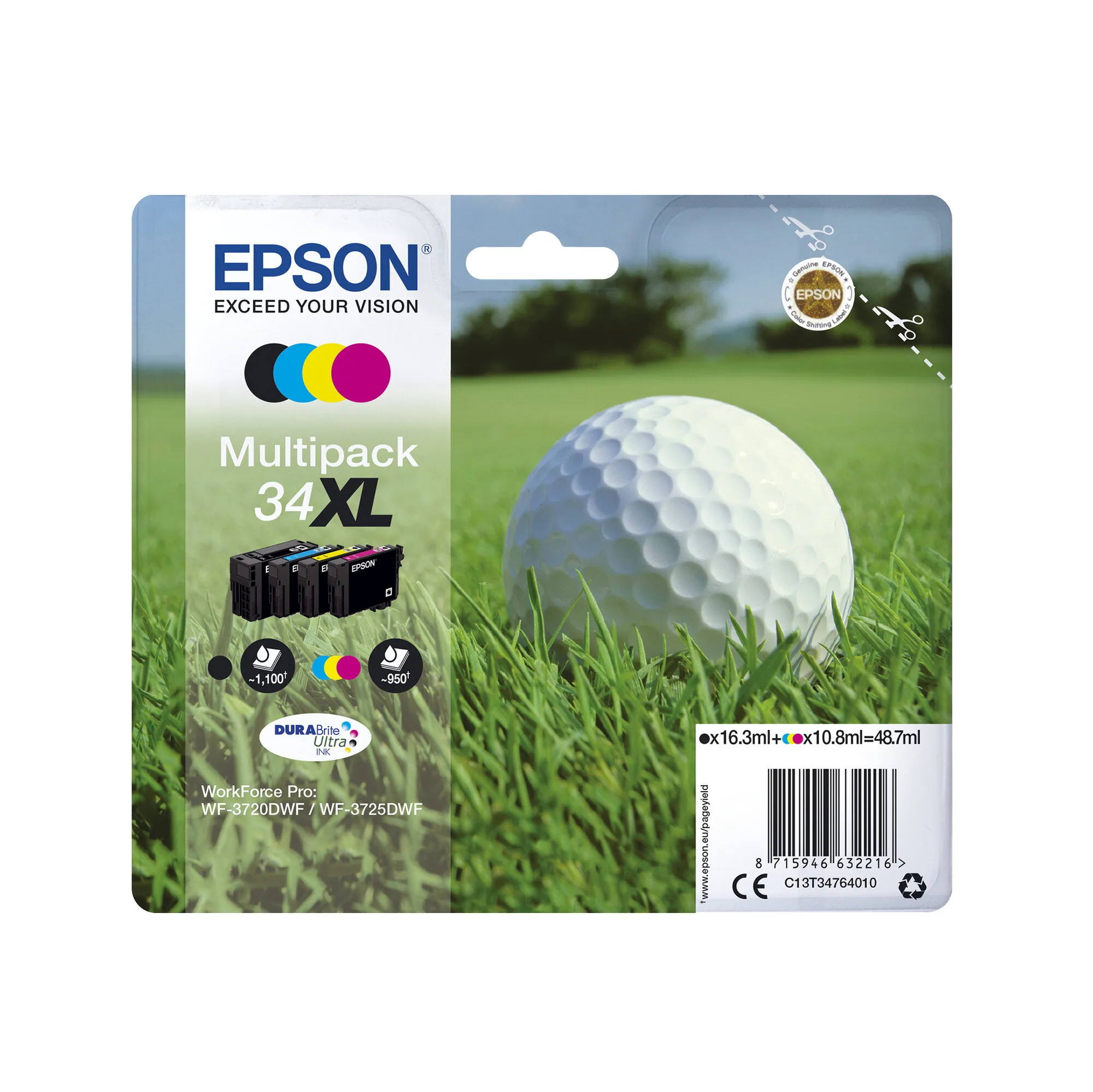 Epson Golf ball 34 Golfball DURABrite Ultra Multipack 4 Farben Tinte – Bild 1