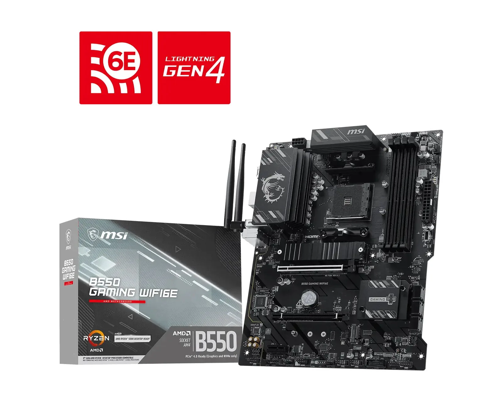 MSI B550 GAMING WIFI6E Motherboard AMD B550 Sockel AM4 – Bild 1