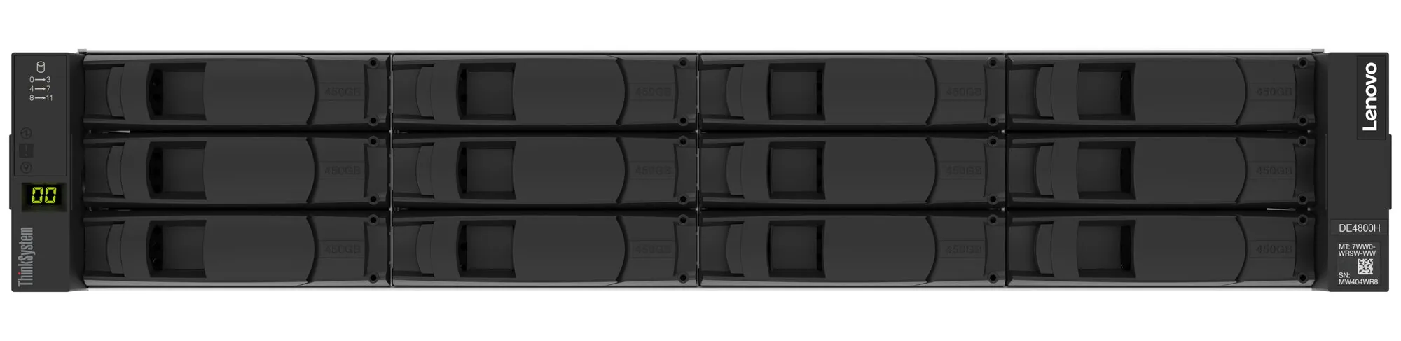 Lenovo ThinkSystem DE4800H 2U12 LFF Disk-Array Rack (2U) Schwarz – Bild 1