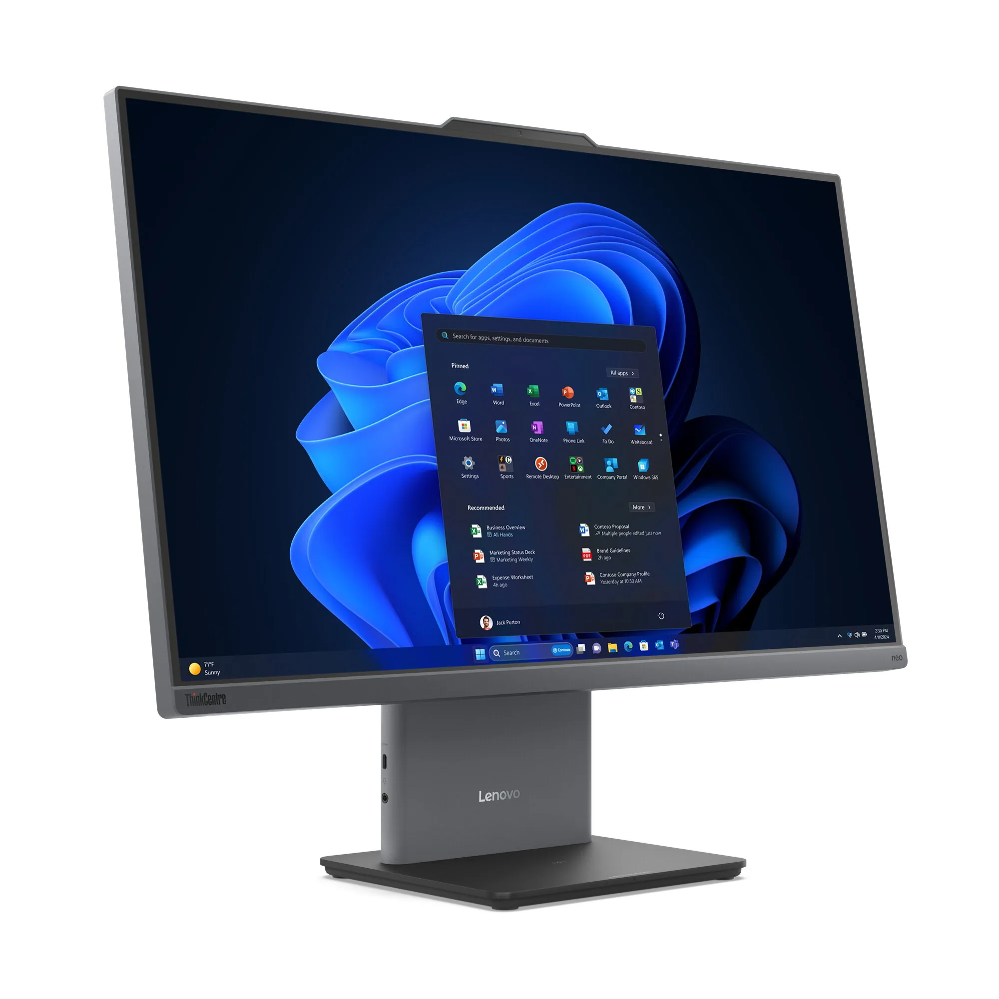 Lenovo ThinkCentre neo 50a 27 Gen 6 LNL Intel Core Ultra 7 256V 68,6 cm (27") 1920 x 1080 Pixel Touchscreen All-in-One-PC 16 GB LPDDR5x-SDRAM 512 GB SSD Windows 11 Pro Wi-Fi 6 (802.11ax) Grau – Bild 7