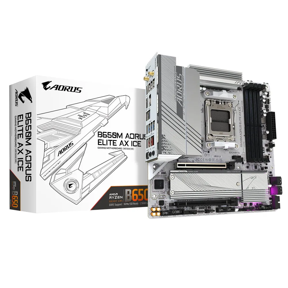 GIGABYTE B650M AORUS ELITE AX ICE Mainboard – Bild 1