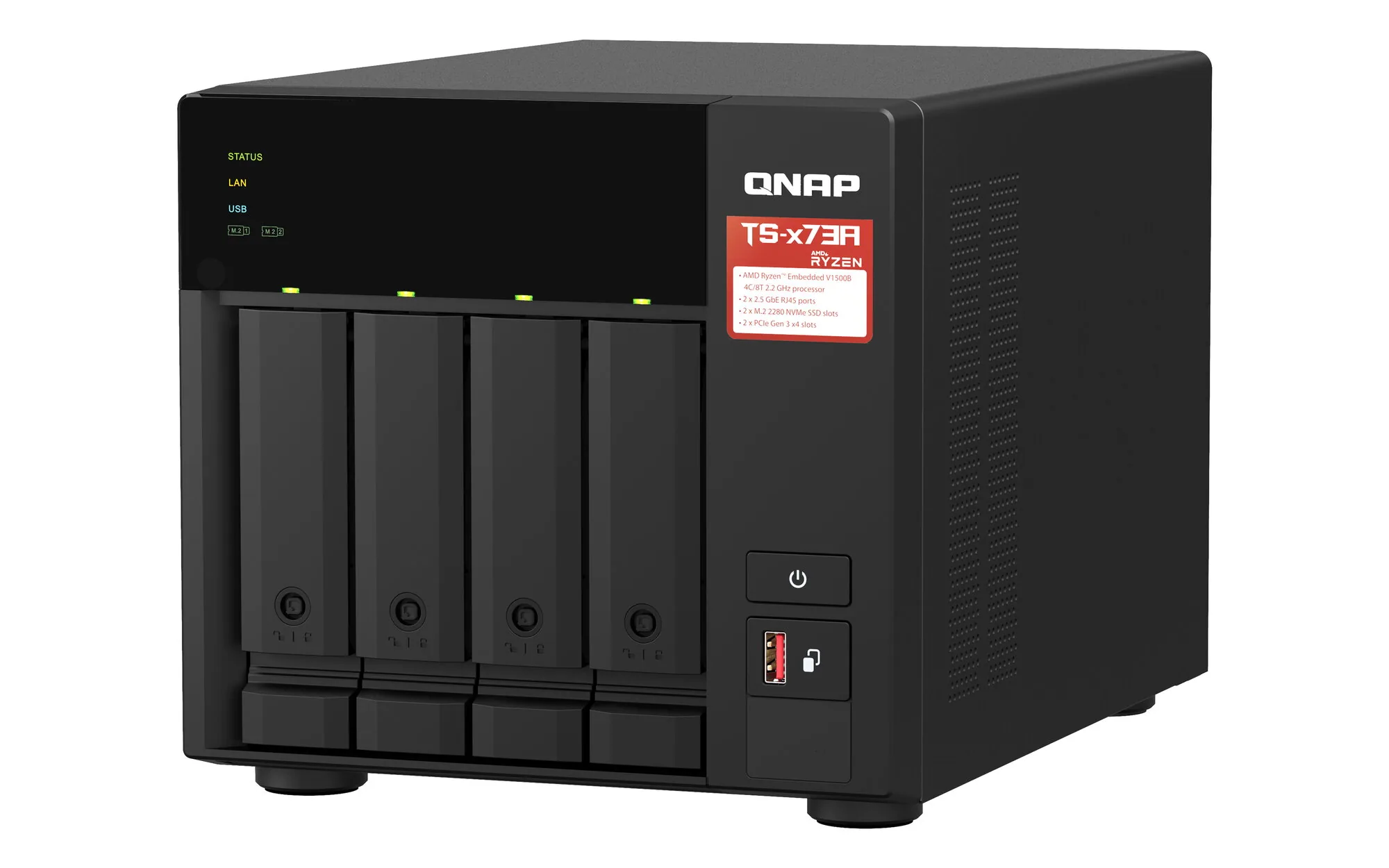 QNAP TS-473A NAS Tower Ryzen Embedded V1500B 8 GB DDR4 0 TB QNAP Turbo System Schwarz – Bild 4