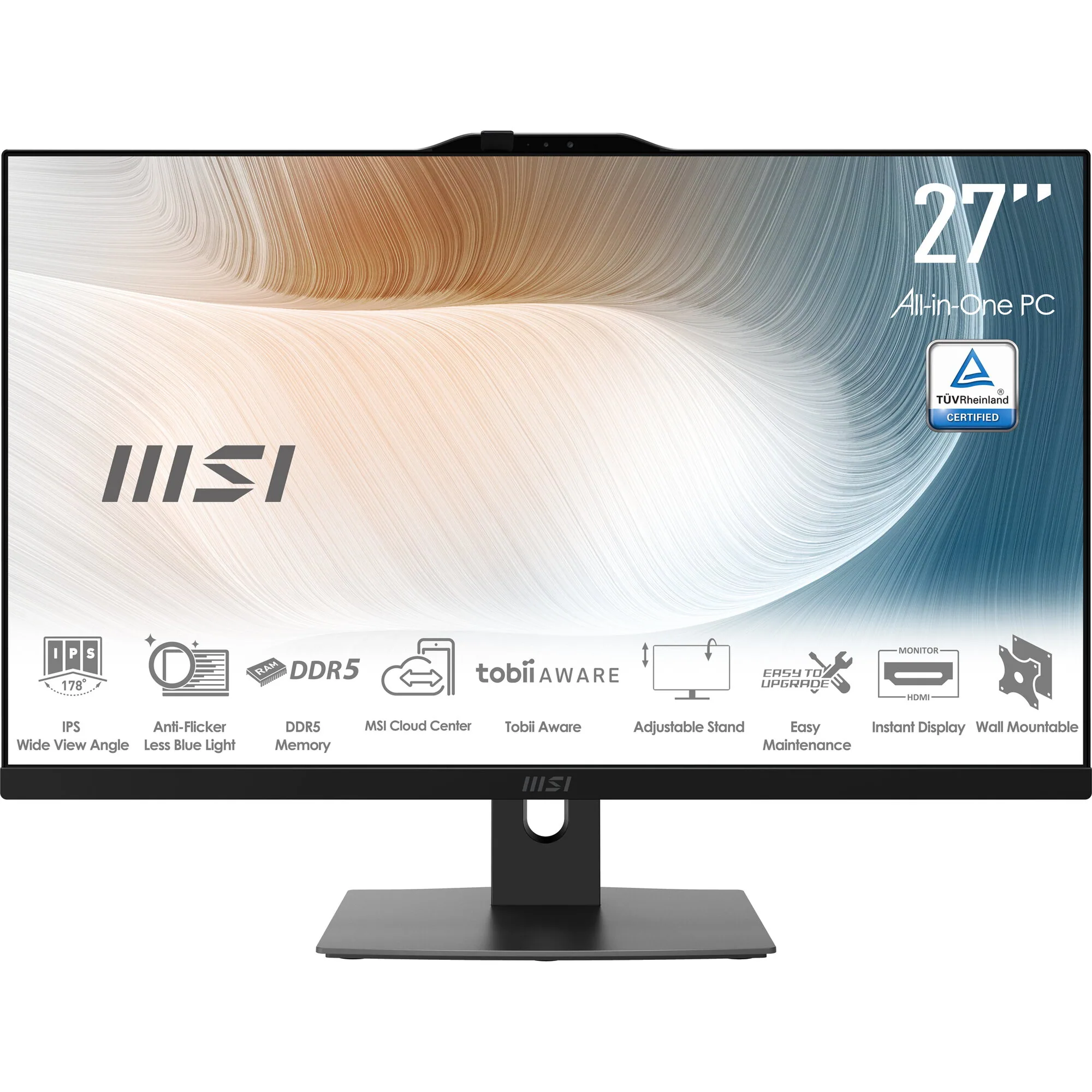 MSI Modern AM272P 1M-1425AT Intel Core 5 120U 68,6 cm (27") 1920 x 1080 Pixel All-in-One-PC 16 GB DDR5-SDRAM 512 GB SSD Windows 11 Home Wi-Fi 6E (802.11ax) Schwarz – Bild 2