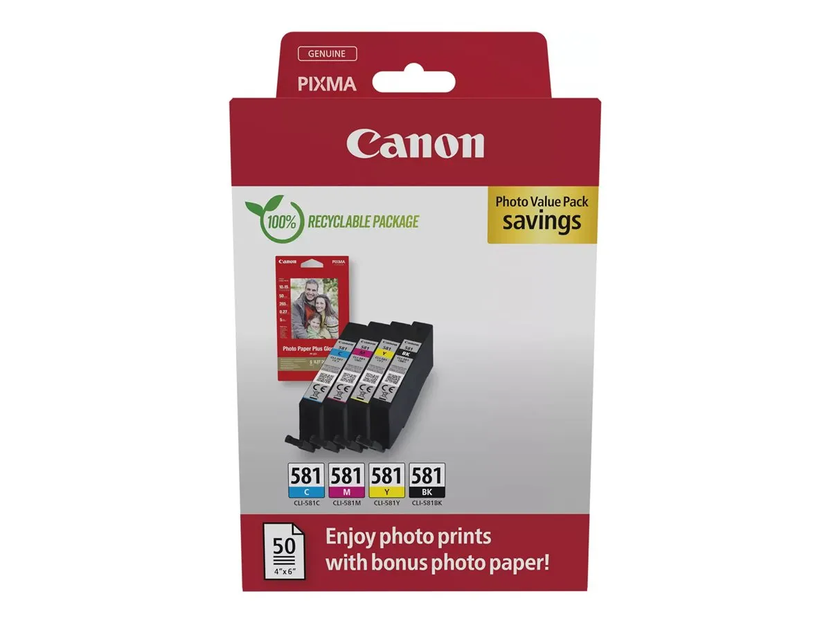 Patrone Canon CLI-581 4er-Pack black + color + paper
