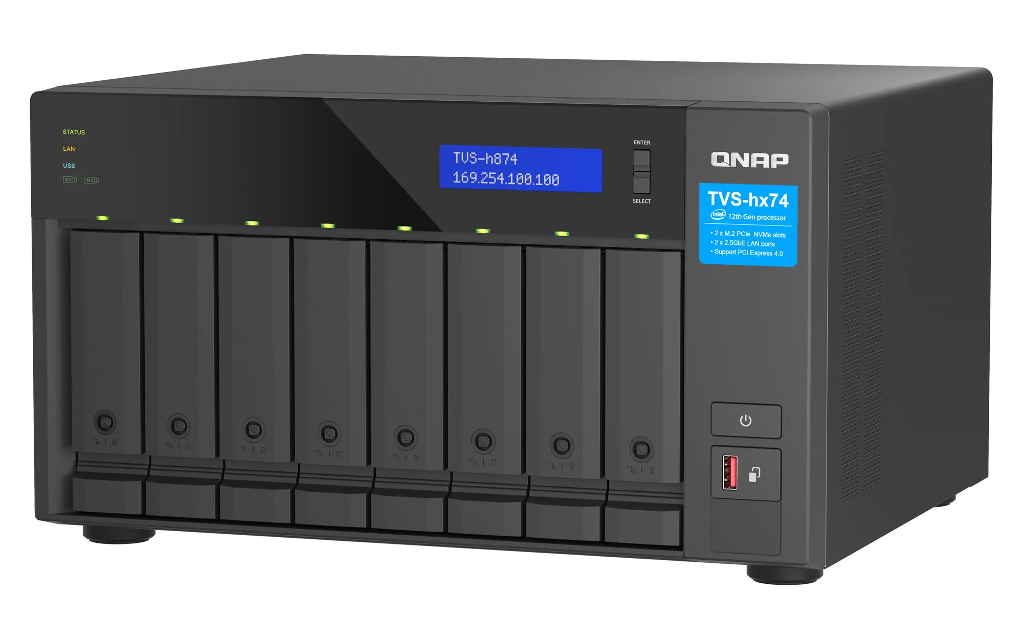 QNAP TVS-H874T-I7-32G NAS & Speicherserver Tower Intel® Core™ i7 32 GB DDR4 0 TB QNAP QTS Schwarz – Bild 5