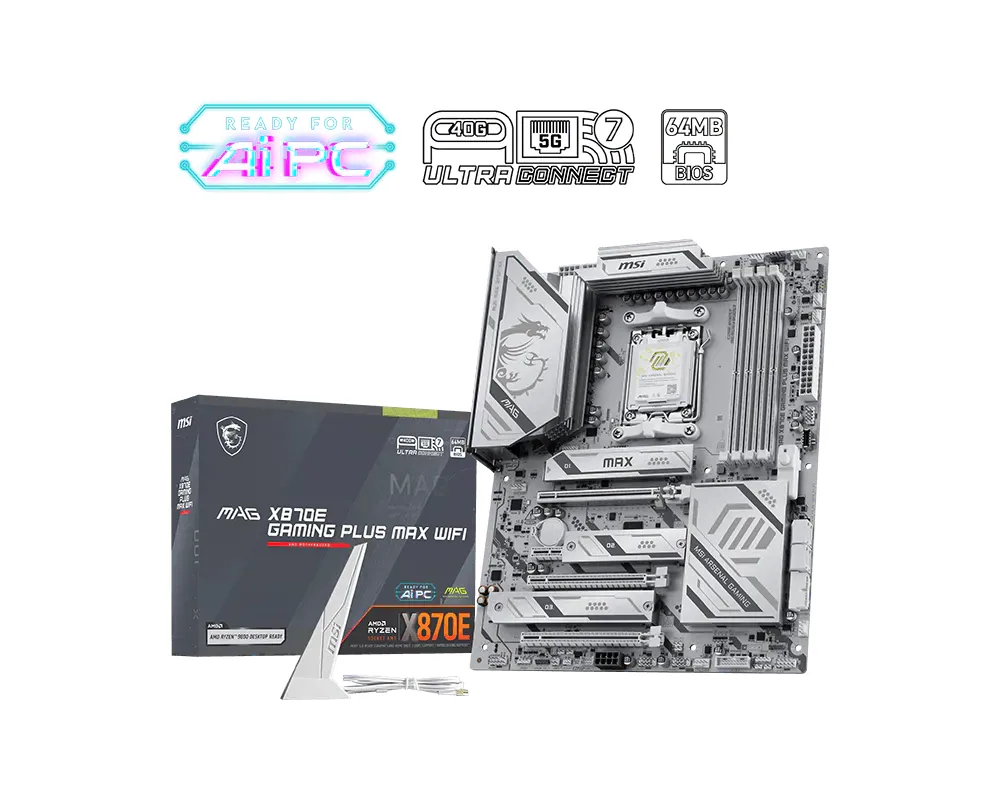 MSI MAG X870E Gaming Plus MAX WIFI Motherboard AMD X870E Sockel AM5 ATX – Bild 1