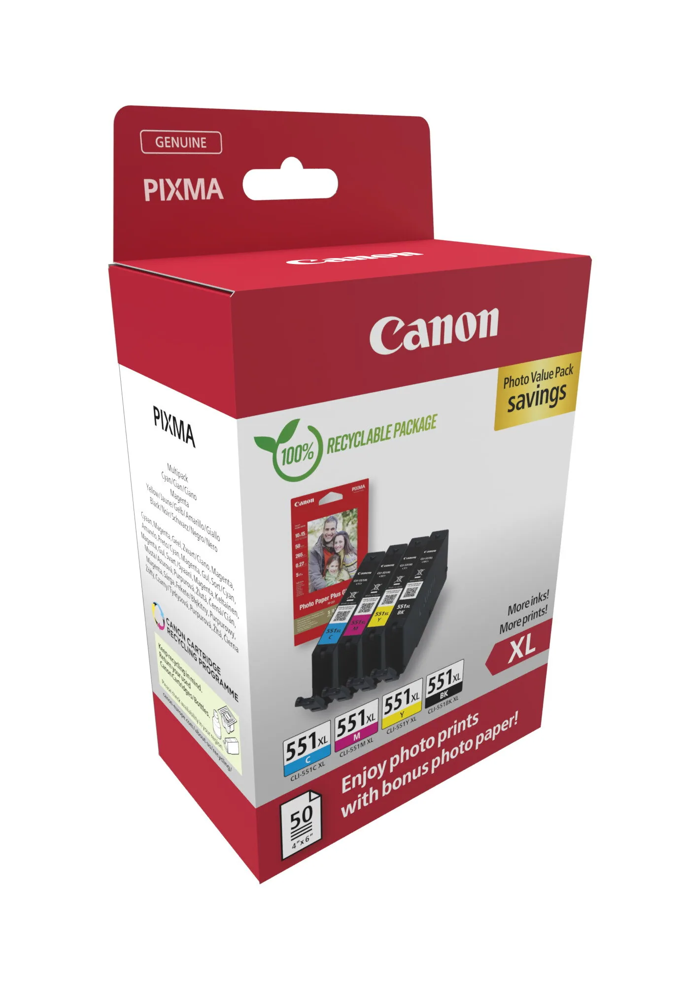 Canon CLI-551XL BK/C/M/Y Photo Value Pack – Bild 2