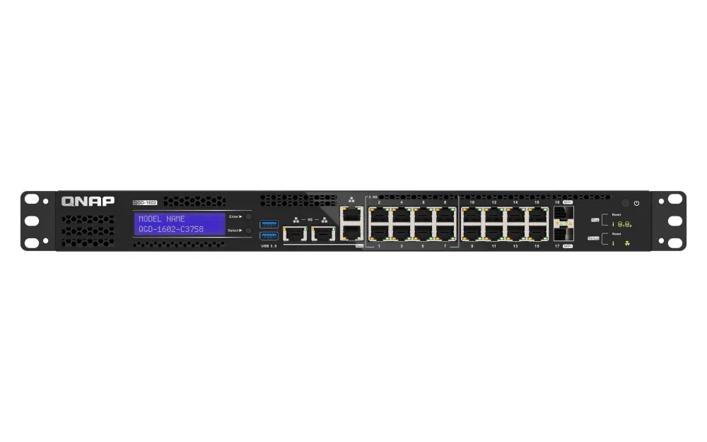 QNAP QGD-1602-C3758-16G Netzwerk-Switch Managed L2 2.5G Ethernet (100/1000/2500) Schwarz, Grau – Bild 1
