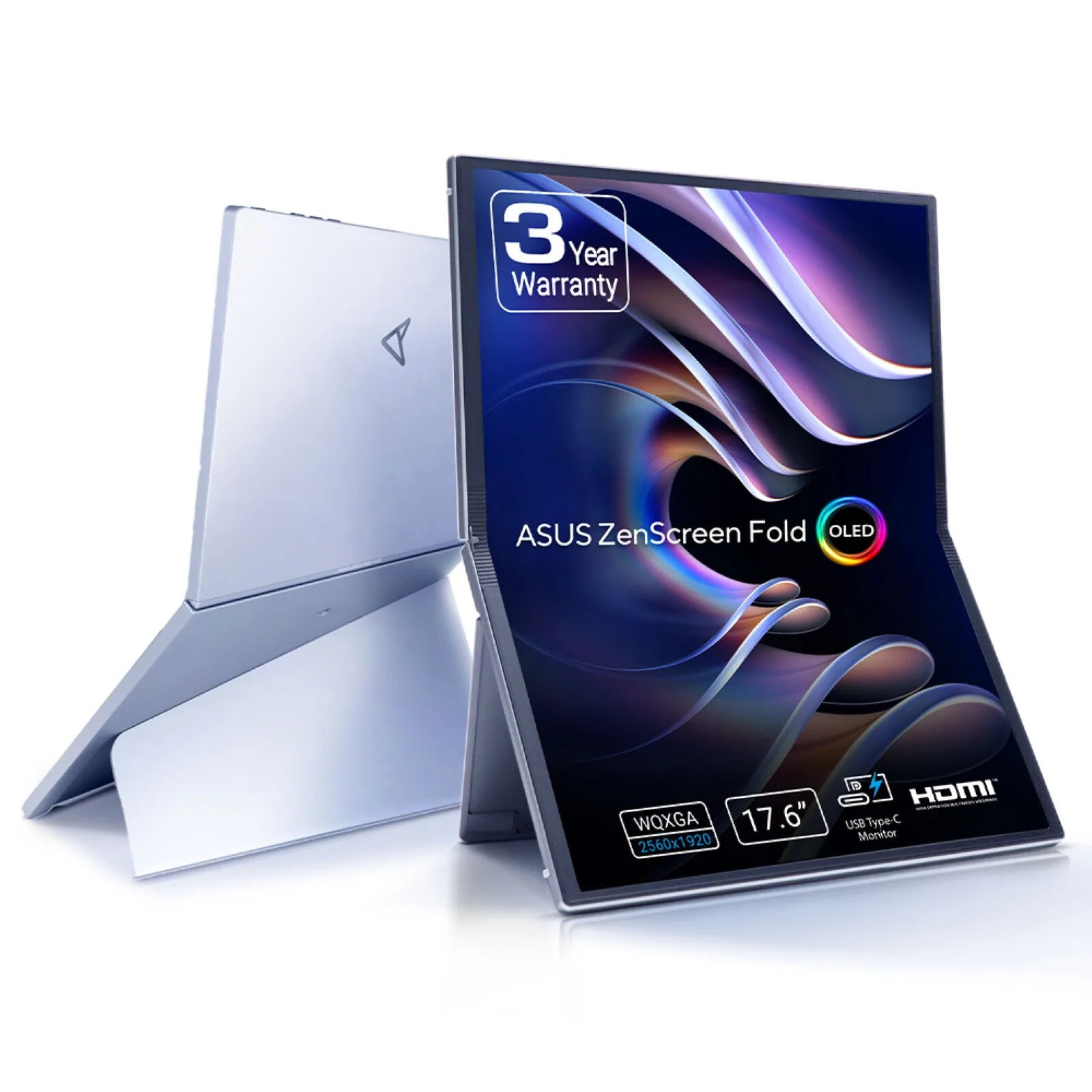 ASUS ZenScreen Fold OLED MQ17QH Computerbildschirm 43,9 cm (17.3") 2560 x 1920 Pixel Quad HD Silber – Bild 1