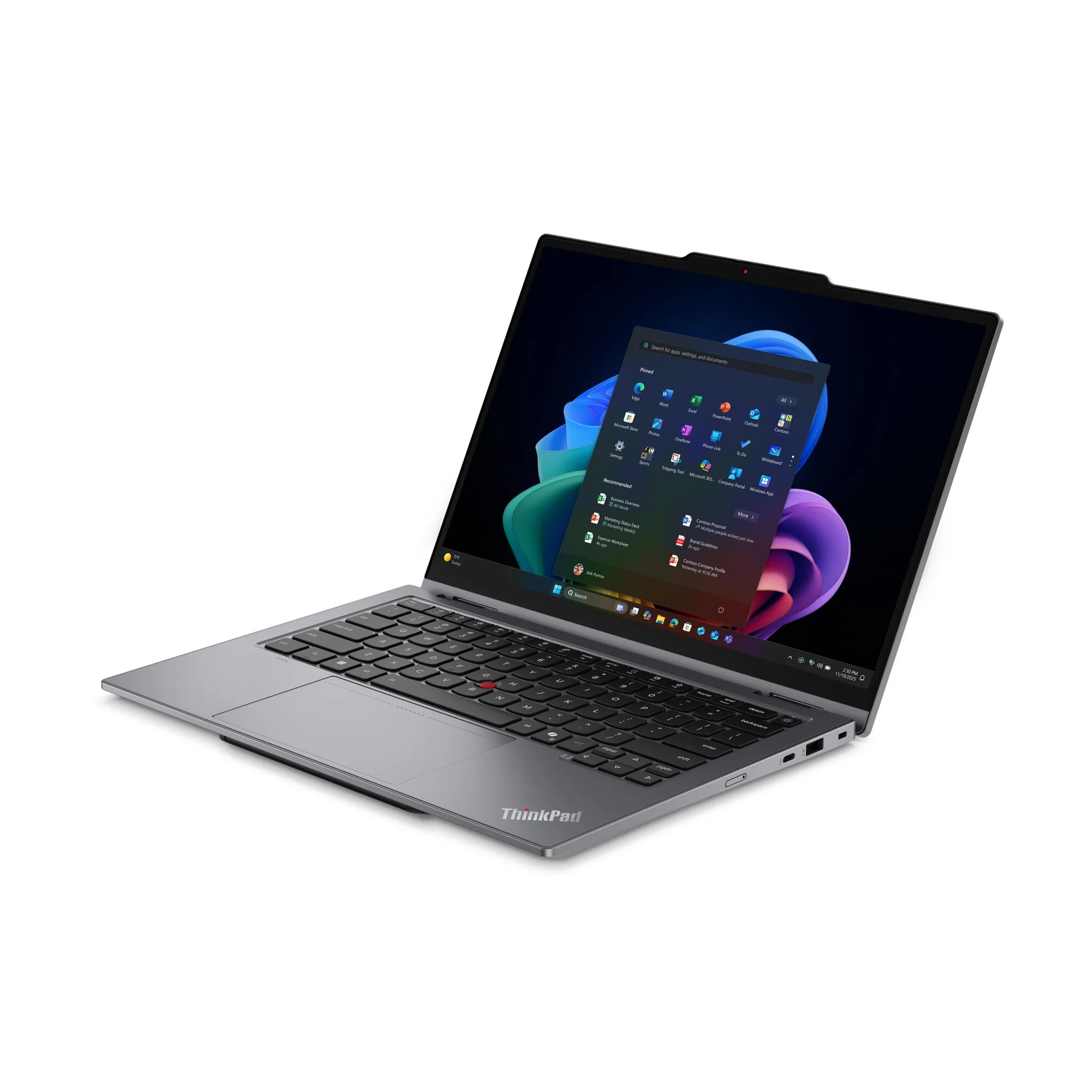 Lenovo ThinkPad X1 2-in-1 Gen 11 Aura Edition Copilot+ PC Intel Core Ultra 7 355 Hybrid (2-in-1) 35,6 cm (14") Touchscreen WUXGA 32 GB LPDDR5x-SDRAM 1 TB SSD Wi-Fi 7 (802.11be) Windows 11 Pro Grau Deutsch – Bild 5