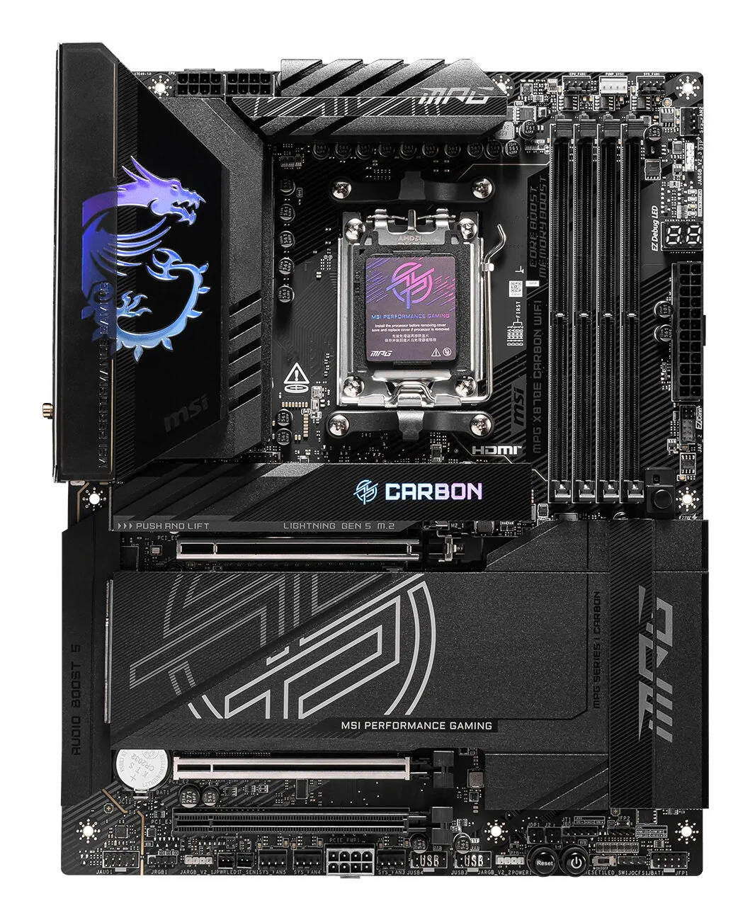 MSI MPG X870E CARBON WIFI Motherboard AMD X870E Sockel AM5 ATX – Bild 2