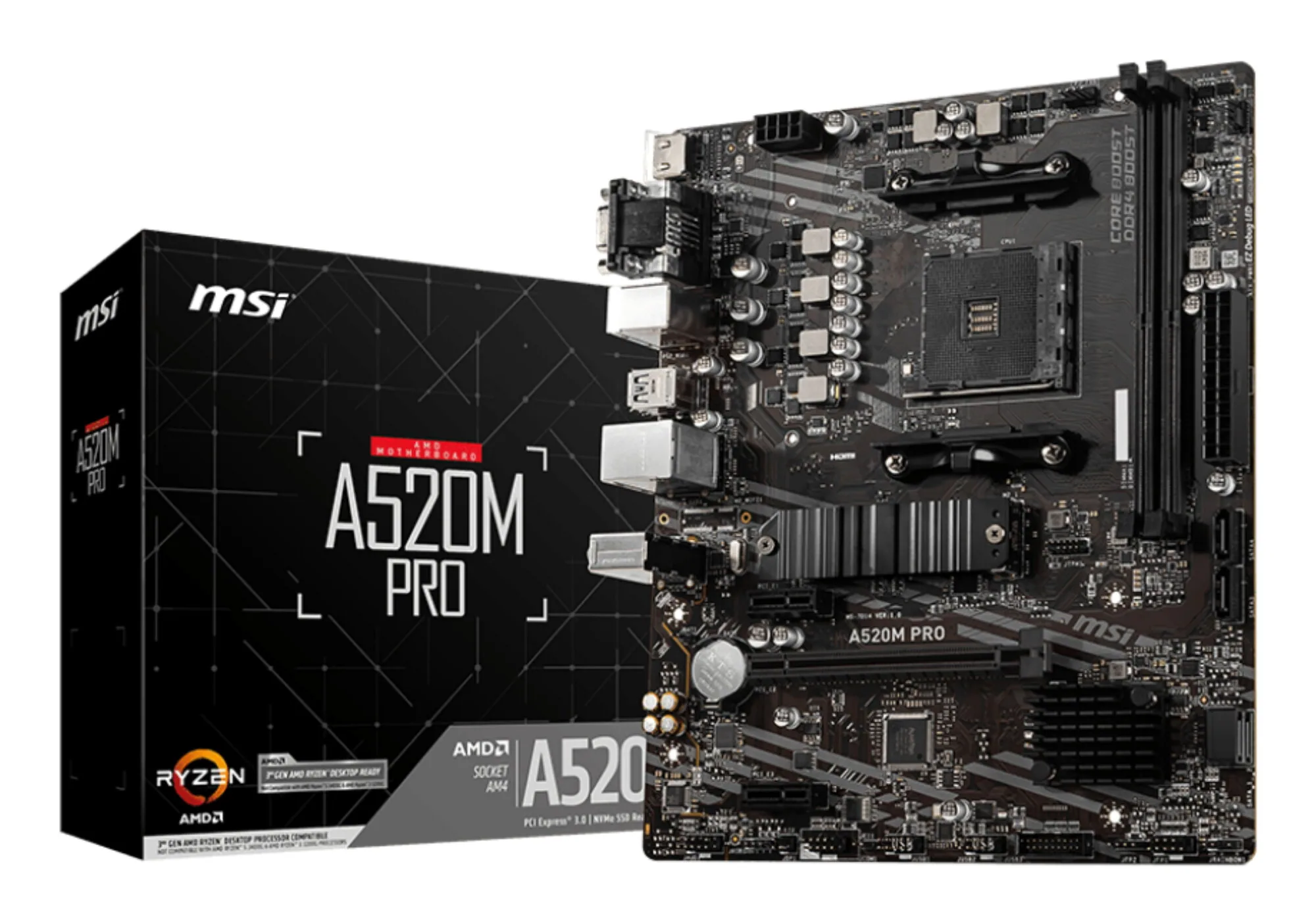 MSI A520M PRO Motherboard AMD A520 Sockel AM4 micro ATX – Bild 1