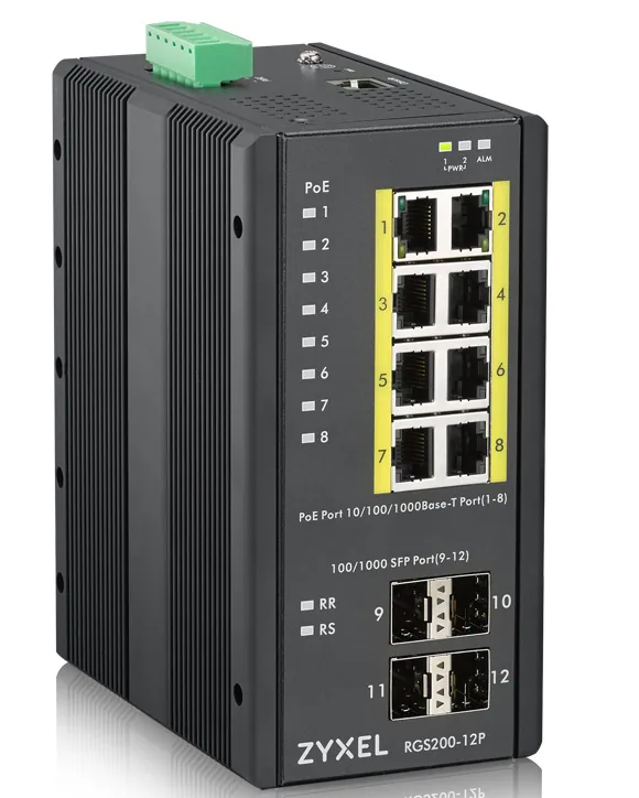 Zyxel RGS200-12P Managed L2 Gigabit Ethernet (10/100/1000) Power over Ethernet (PoE) Schwarz – Bild 2