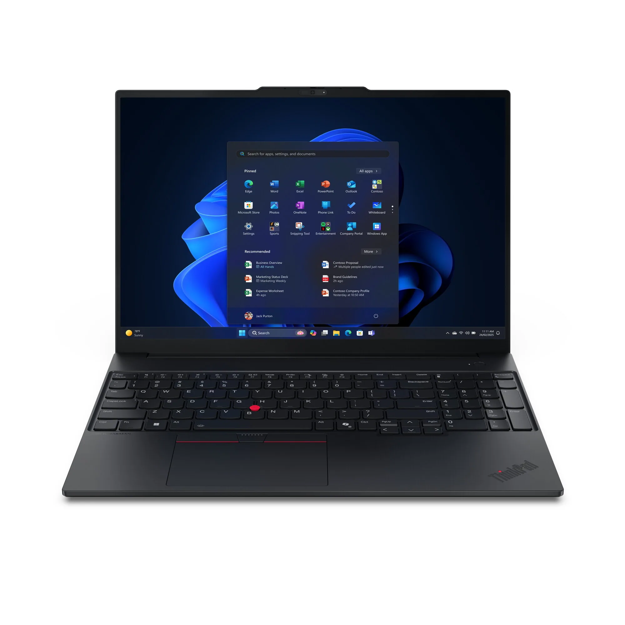 Lenovo ThinkPad E16 Gen 3 (Intel) Copilot+ PC Intel Core Ultra 5 228V Laptop 40,6 cm (16") WUXGA 32 GB LPDDR5x-SDRAM 1 TB SSD Wi-Fi 6E (802.11ax) Windows 11 Pro Schwarz Deutsch – Bild 1