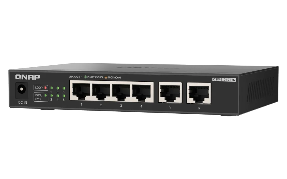 QNAP QSW-2104-2T-R2 Netzwerk-Switch Unmanaged 10G Ethernet (100/1000/10000) Desktop Schwarz – Bild 4