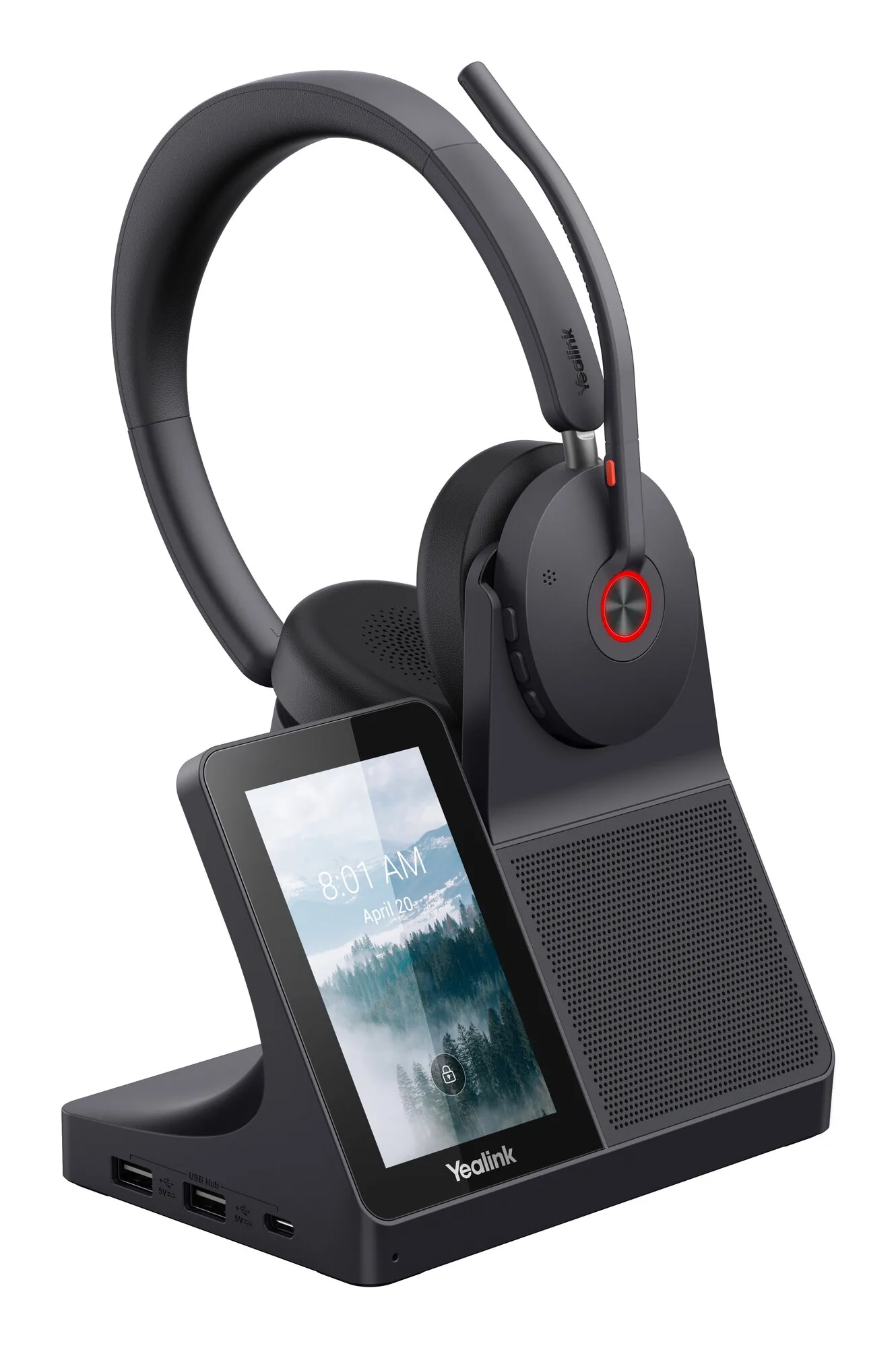 Yealink WH68 Workstation Headset Kopfhörer Verkabelt & Kabellos Kopfband Anrufe/Musik USB Typ-C Bluetooth Ladestation Schwarz – Bild 1