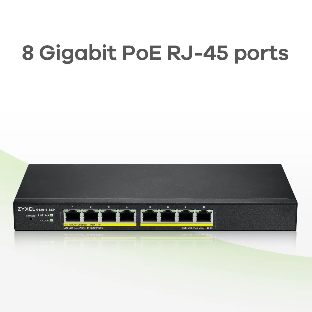 Zyxel GS1915-8EP Managed L2 Gigabit Ethernet (10/100/1000) Power over Ethernet (PoE) Schwarz – Bild 4
