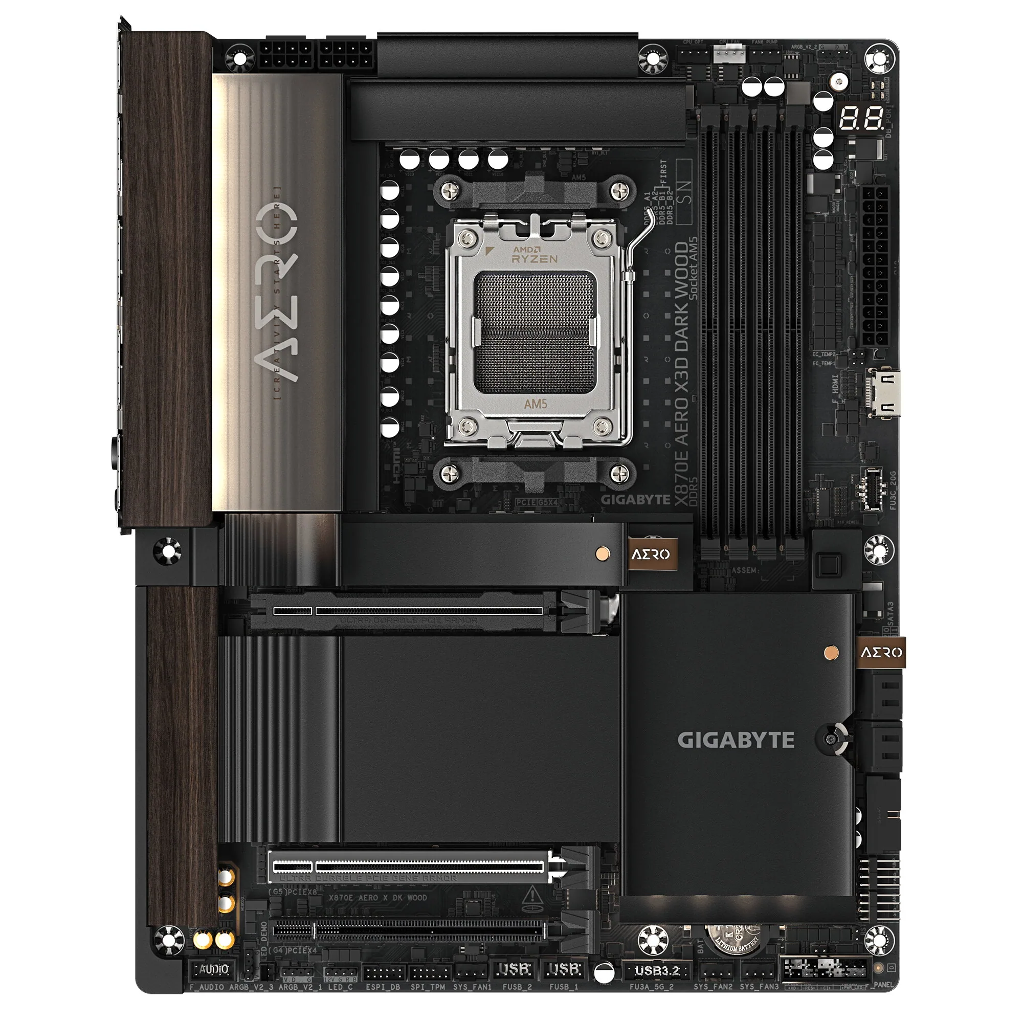 GIGABYTE X870E AERO X3D DARK Wood Mainboard – Bild 2