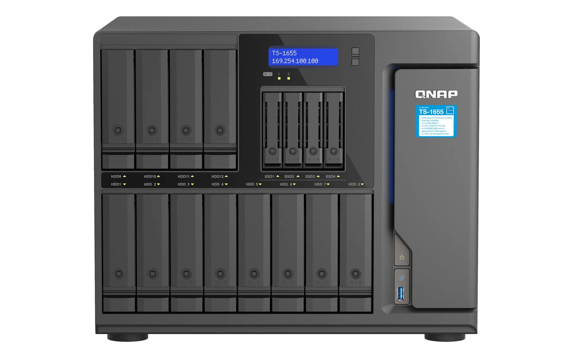 QNAP TS-1655 NAS Tower Intel Atom® C5125 8 GB DDR4 0 TB QNAP Turbo System Schwarz – Bild 1