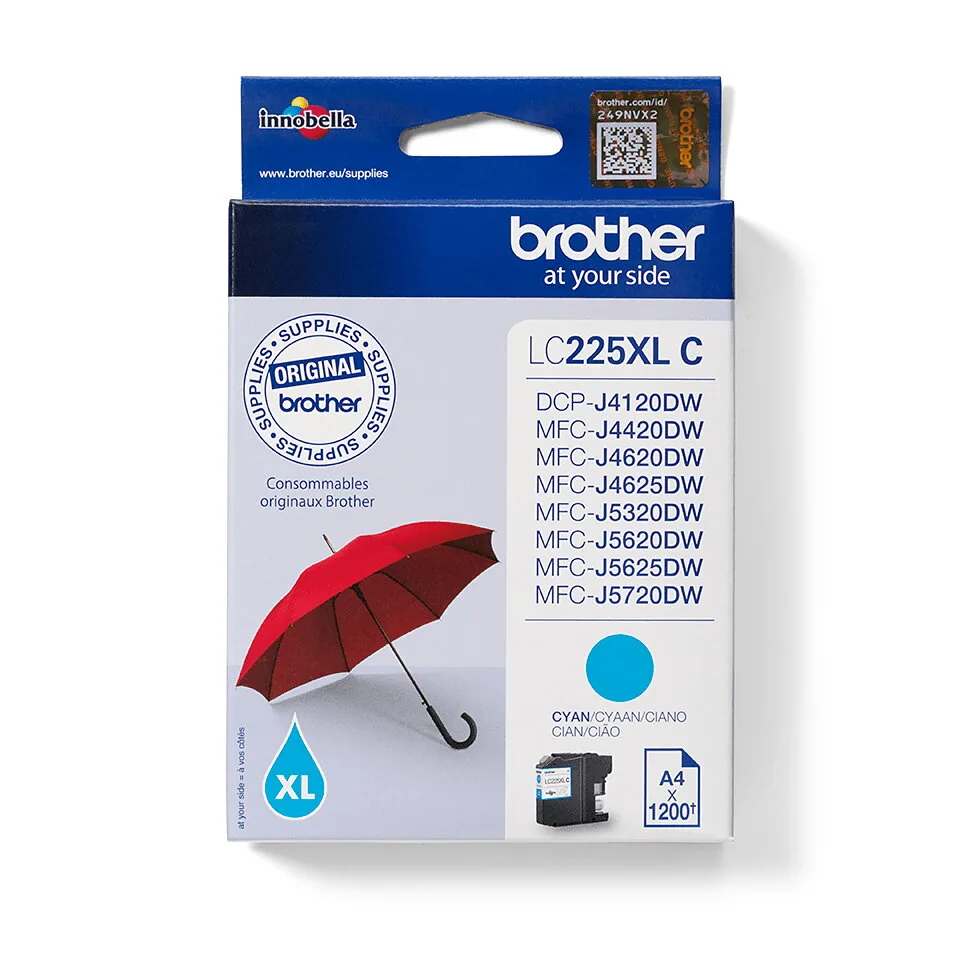 Brother LC225XLC Druckerpatrone 1 Stück(e) Original Hohe (XL-) Ausbeute Cyan – Bild 2