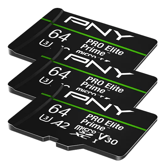 SD MicroSD XC Card 64 GB PNY Pro Elite Prime Triple Pack