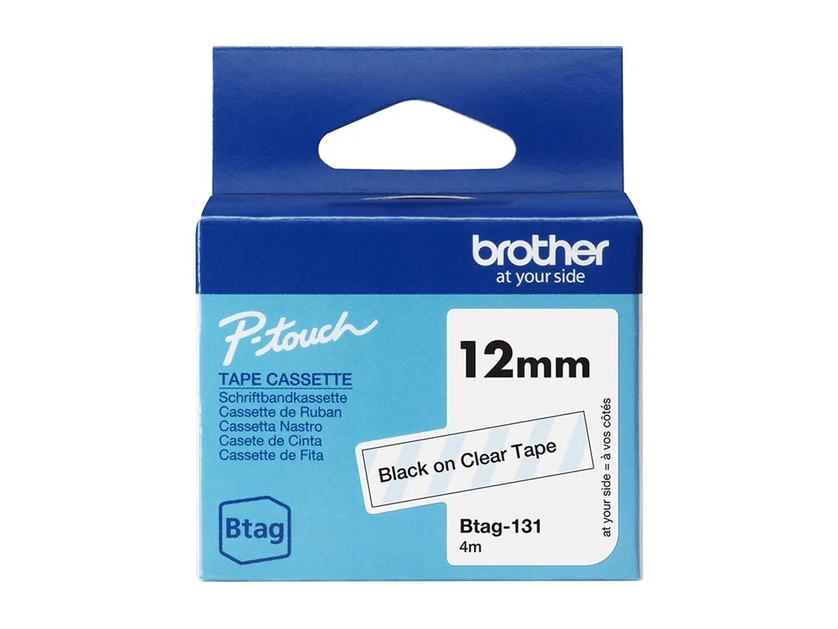 Schriftband Brother 12mmx4m schwarz/transparent BTAG-131