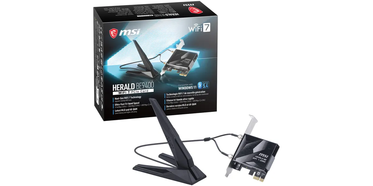 MSI Herald BE9400 WiFi7 PCIe x1 card (Bulk), PCIe-Card