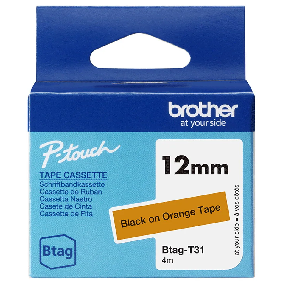 Brother BTAG-T31 Etiketten erstellendes Band Schwarz auf orange – Bild 4