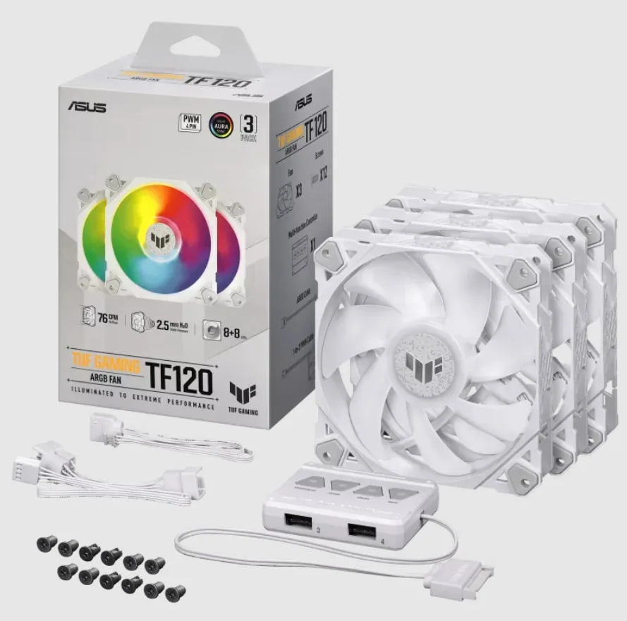 ASUS TUF GAMING TF120 ARGB WHITE EDITION 3IN1 Computergehäuse Ventilator 12 cm Weiß 3 Stück(e) – Bild 3