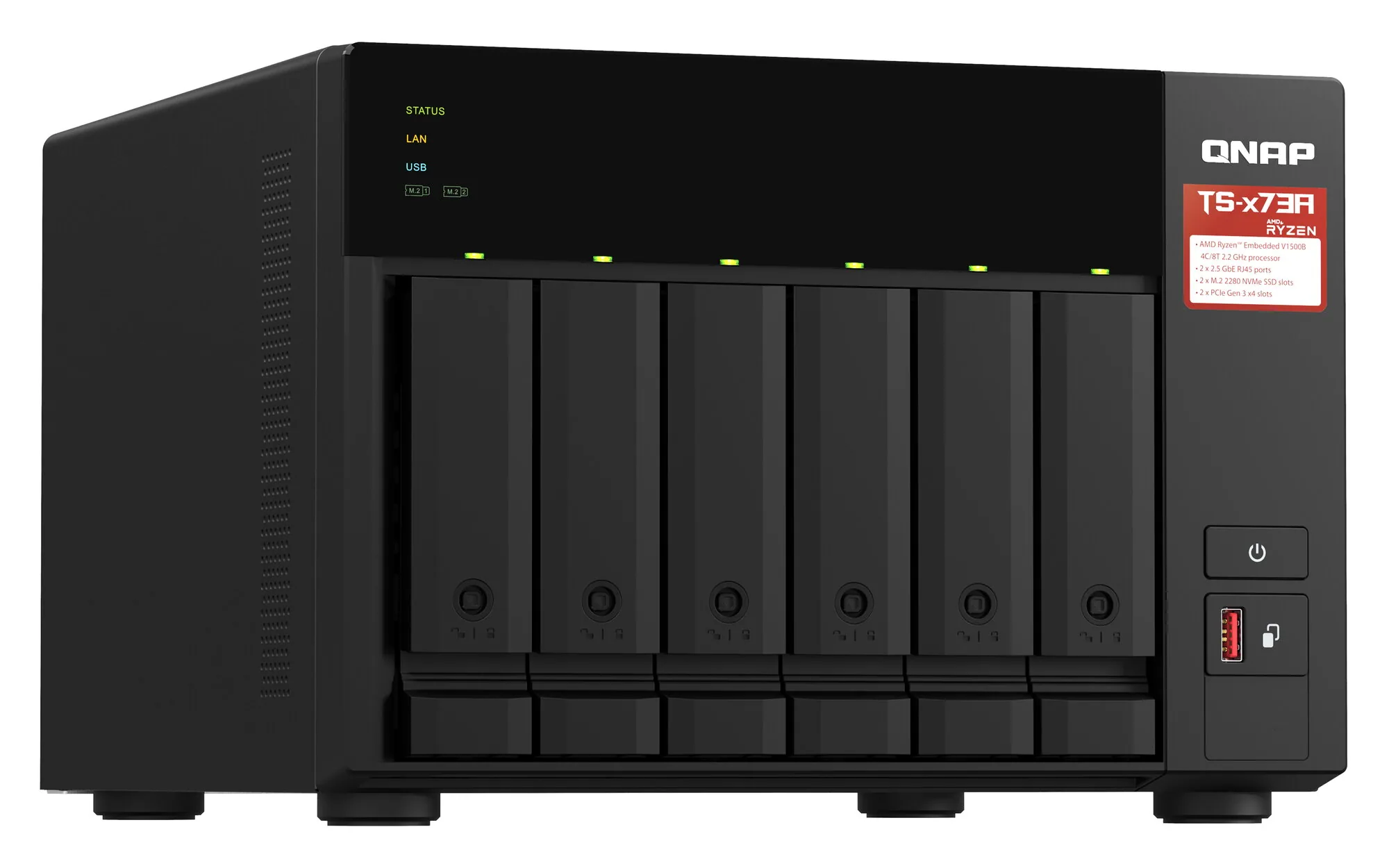 QNAP TS-673A NAS Tower Ryzen Embedded V1500B 8 GB DDR4 0 TB QNAP Turbo System Schwarz – Bild 3