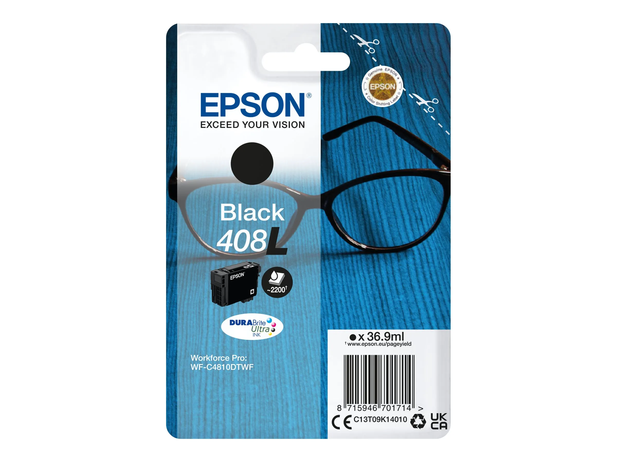 Epson 408L Brille DURABrite Ultra Single Black Tinte