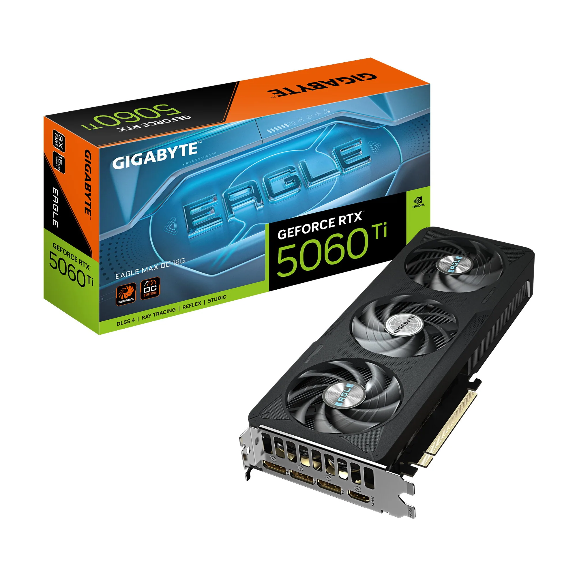GIGABYTE GeForce RTX 5060 Ti EAGLE MAX OC 16G Grafikkarte - 16GB GDDR7, 128bit, PCI-E 5.0, 2617MHz Kerntakt, 3 x DP, 1 x HDMI, NVIDIA DLSS 4, GV-N506TEAGLEMAX OC-16GD – Bild 1