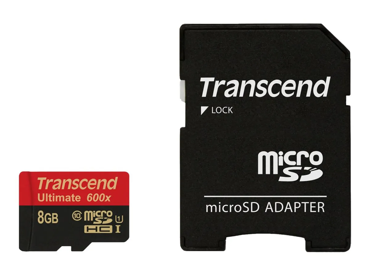 SD microSD Card   8GB Transcend SDHC UHS1 600x w/Adap.