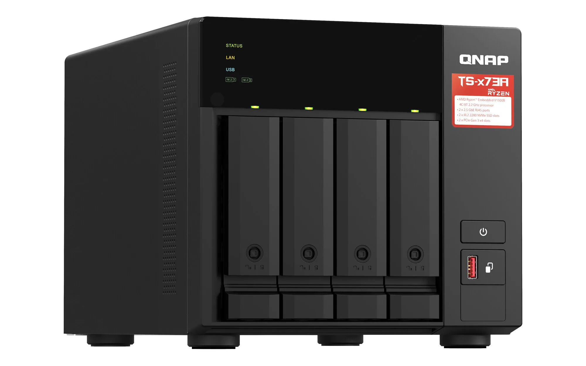 QNAP TS-473A NAS Tower Ryzen Embedded V1500B 8 GB DDR4 0 TB QNAP Turbo System Schwarz – Bild 3
