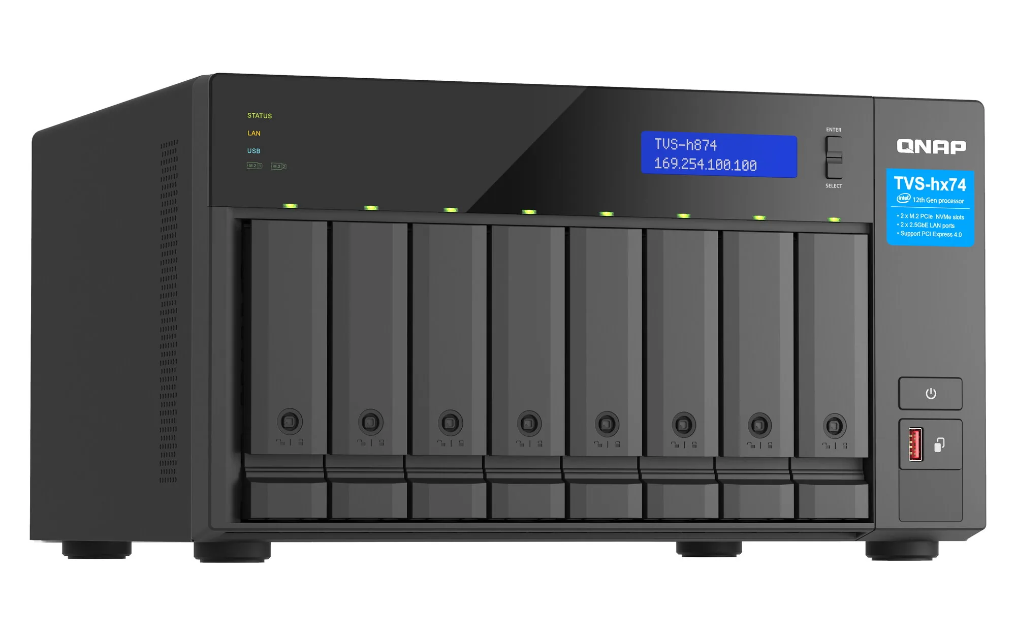 QNAP TVS-H874T-I9-64G NAS & Speicherserver Tower Intel® Core™ i9 64 GB DDR4 0 TB QNAP QTS Schwarz – Bild 4