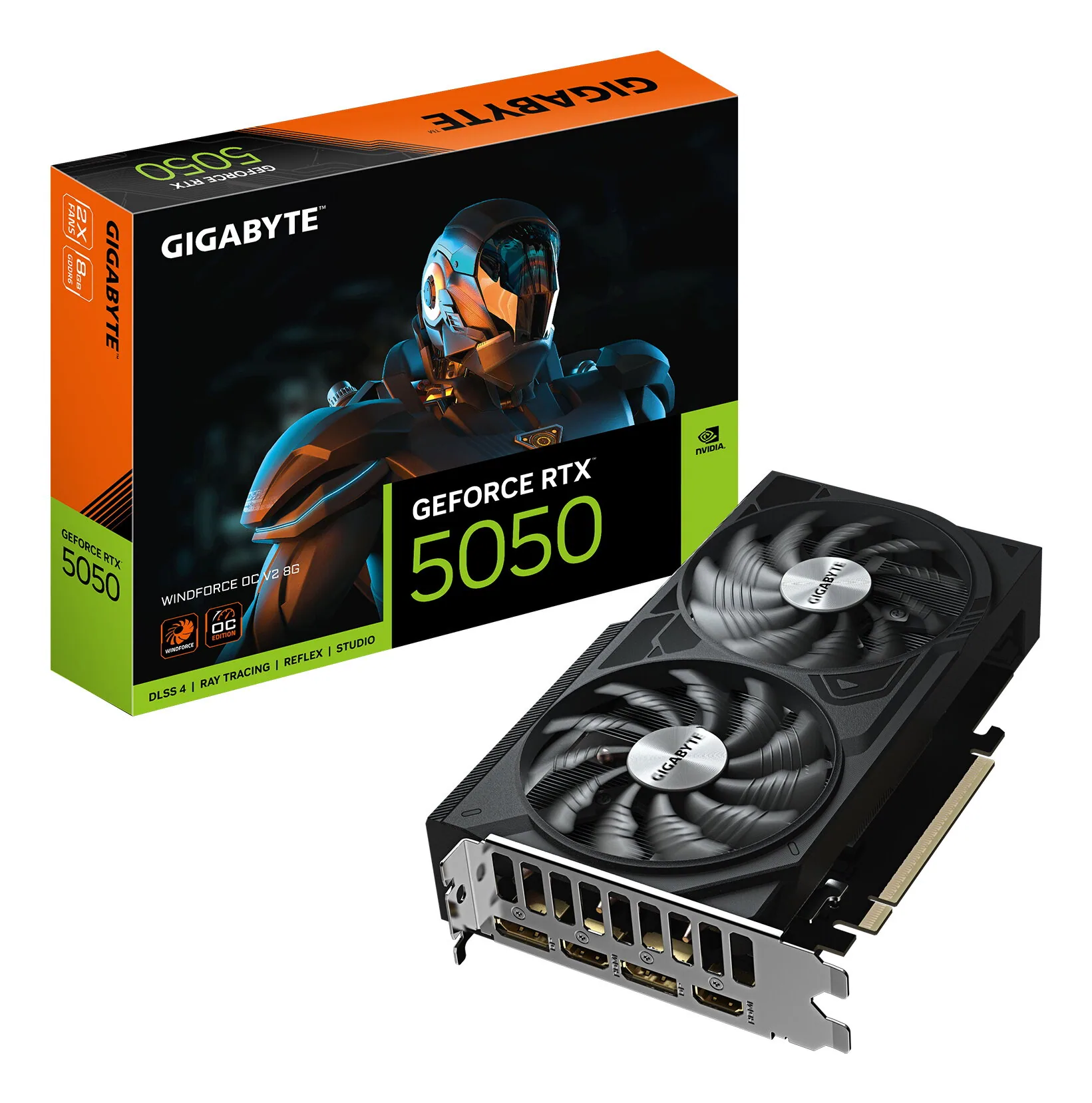 GIGABYTE GeForce RTX 5050 WINDFORCE OC V2 8G Grafikkarte - 8 GB GDDR6, 128bit, PCI-E 5.0, 2572 MHz Kerntakt, 2 x DP, 2 x – Bild 1