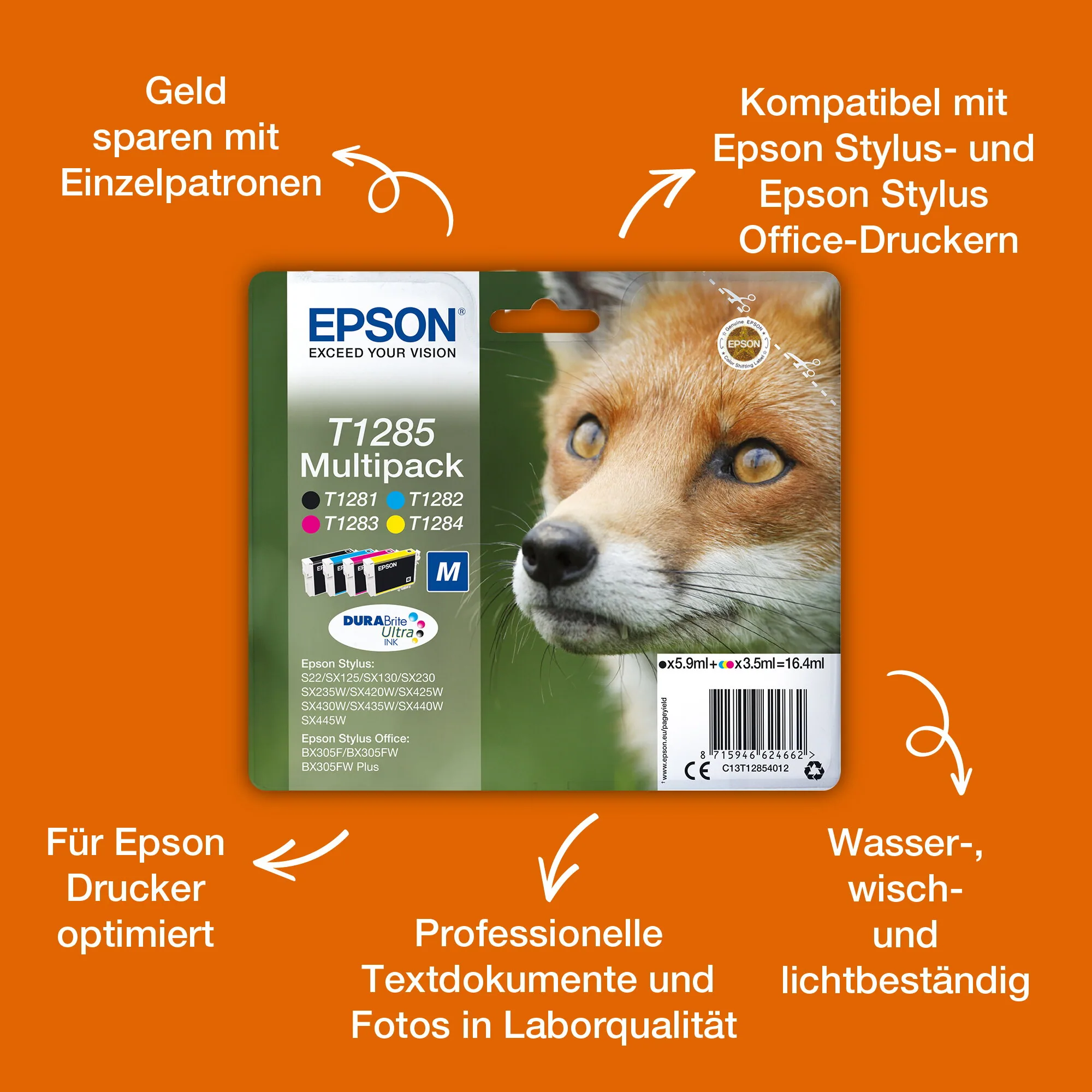 Epson Fox T1284 Fuchs DURABrite Ultra Single Yellow Tinte – Bild 2