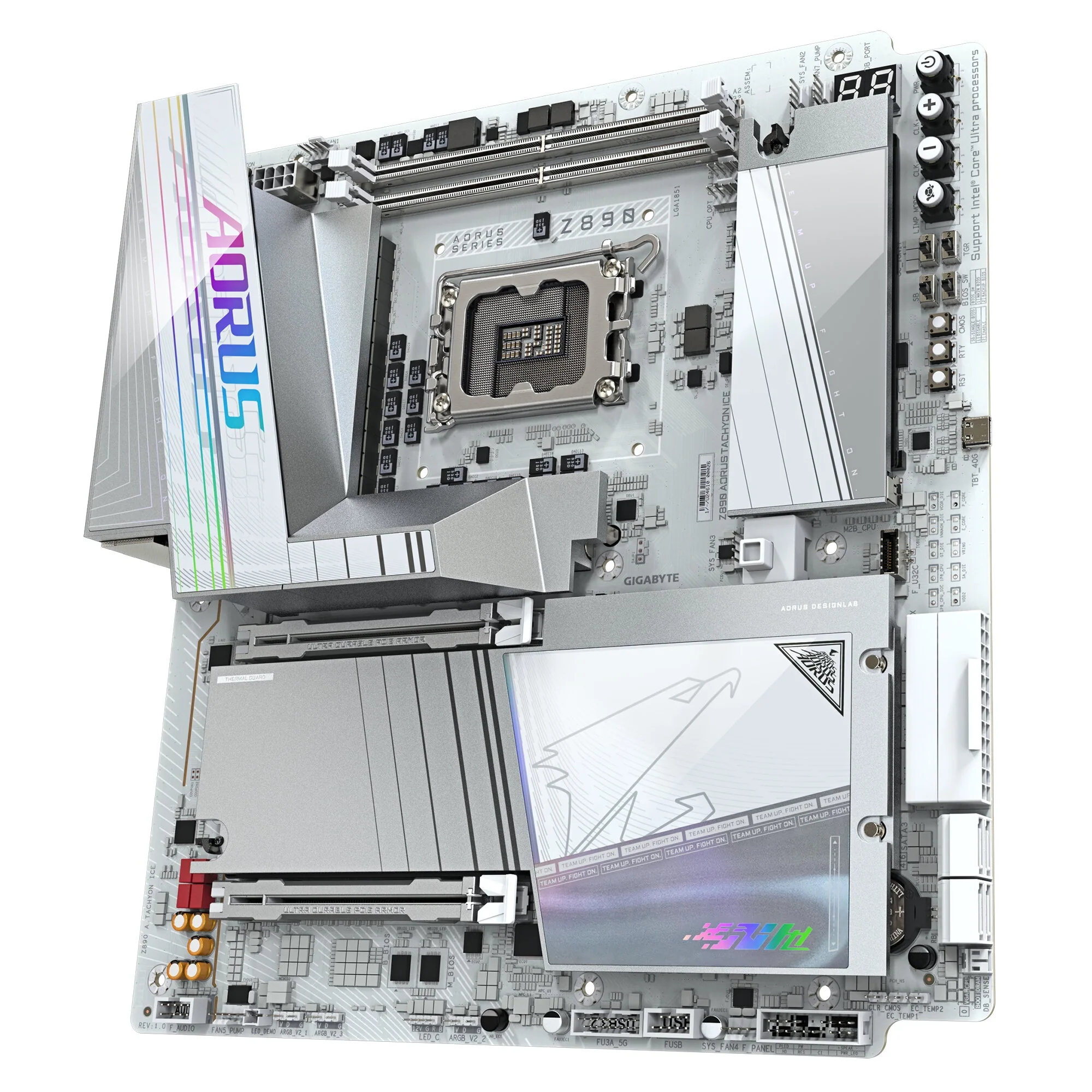 GIGABYTE Z890 AORUS TACHYON ICE Mainboard – Intel Core Ultra (Serie 2) Prozessoren, 18+1+2 Phasen VRM, bis zu 9500 MHz DDR5 (O.C), 1 x PCIe 5.0 + 3 x PCIe 4.0, Wi-Fi 7, 5 GbE LAN, USB 3.2 Gen 2x2 – Bild 4