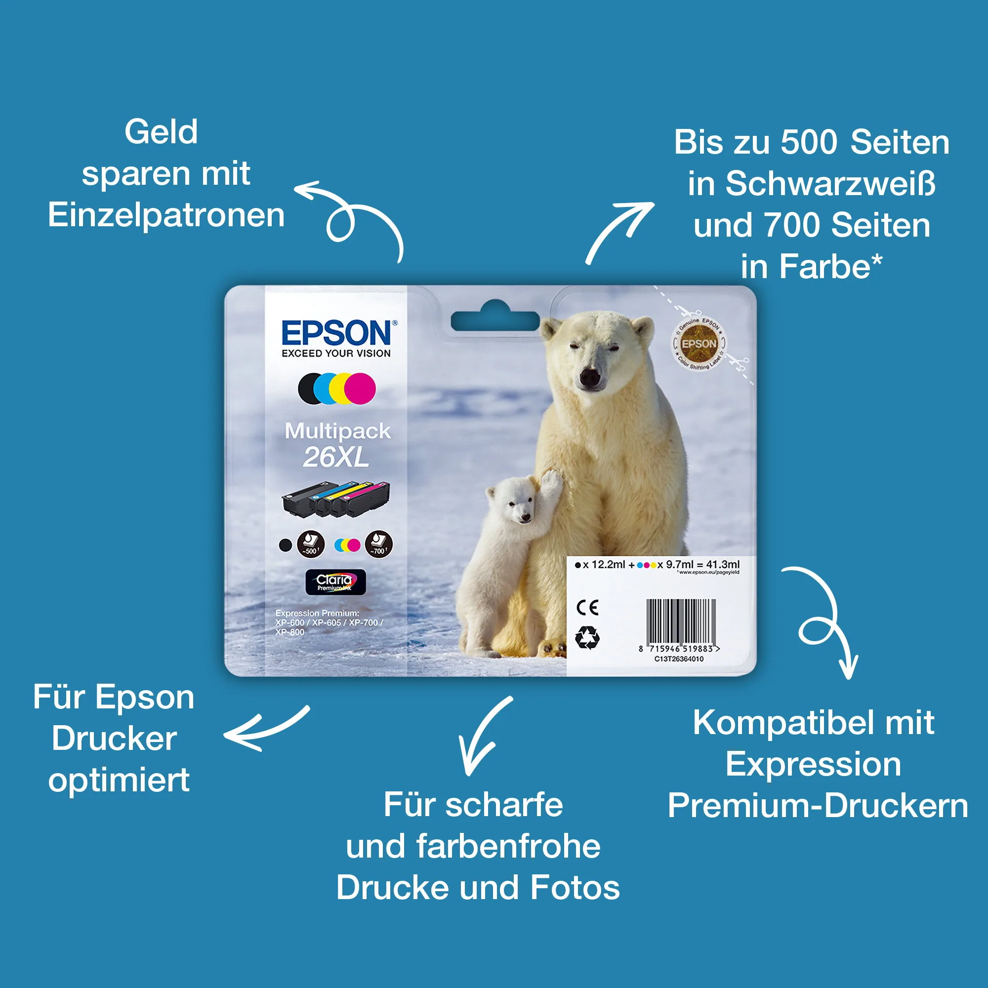 Epson Polar bear 26 Eisbär Claria Premium Single Photo Black Tinte – Bild 3