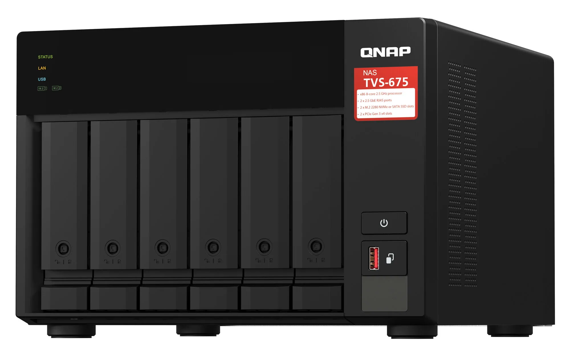 QNAP TVS-675 NAS Tower ZhaoXin KaiXian KX-6000 KX-U6580 8 GB DDR4 0 TB QuTS hero Schwarz – Bild 4