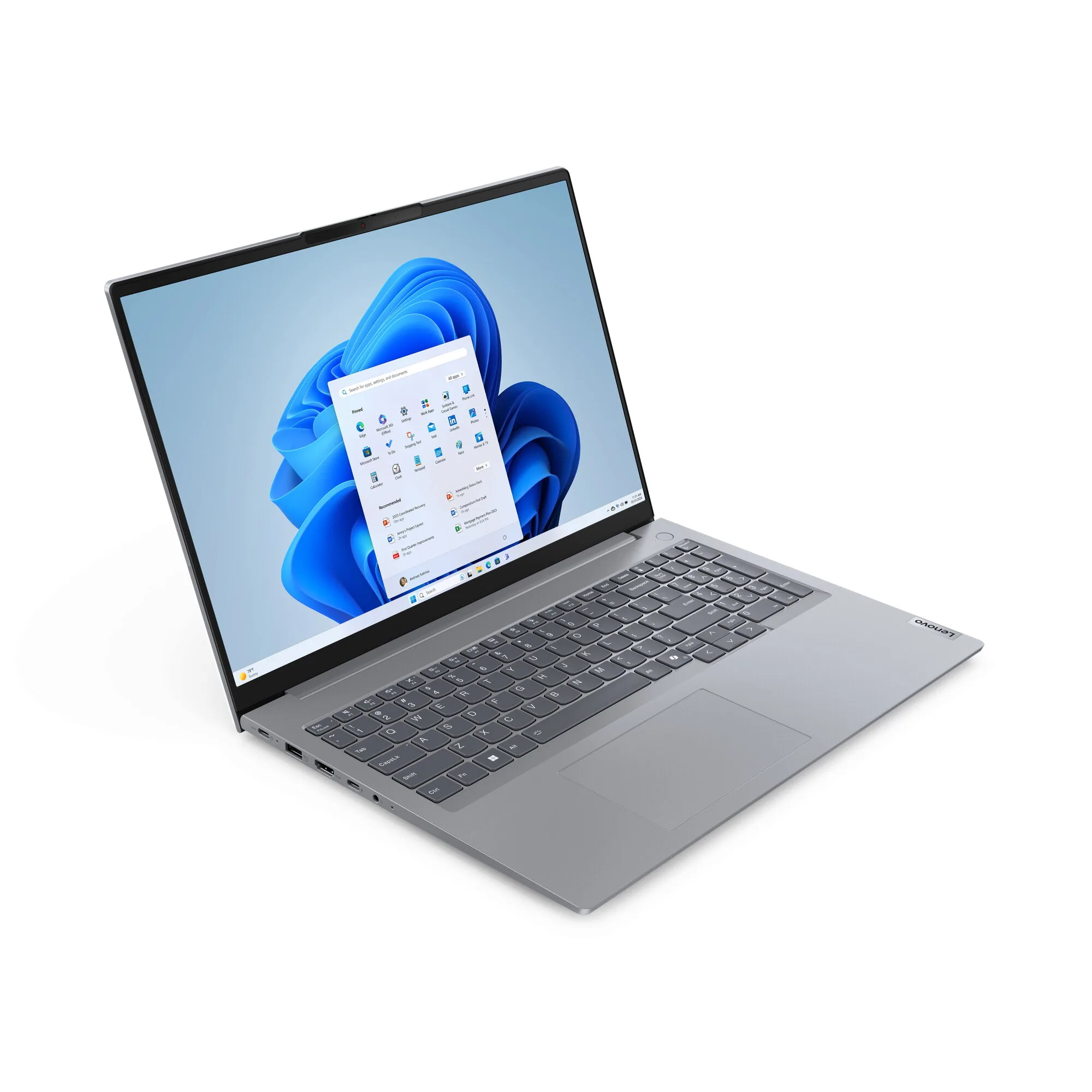 Lenovo ThinkBook 16 G7 ARP AMD Ryzen™ 5 7535HS Laptop 40,6 cm (16") WUXGA 16 GB DDR5-SDRAM 512 GB SSD Wi-Fi 6E (802.11ax) Windows 11 Pro Grau Deutsch – Bild 2