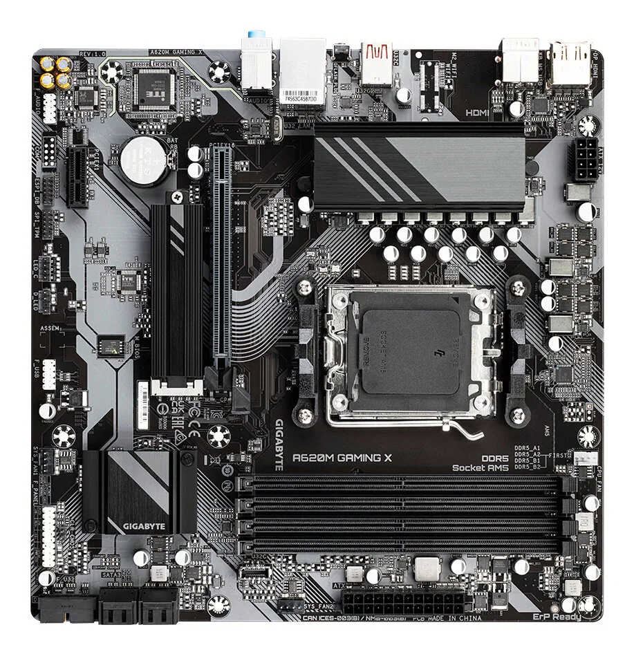 GIGABYTE A620M GAMING X Motherboard - Unterstützt AMD Ryzen 8000 CPUs, 8+2+1 Phasen Digital VRM, bis zu 8000MHz DDR5 (OC), 1xPCIe 4.0 M.2, GbE LAN, USB 3.2 Gen 2 – Bild 5