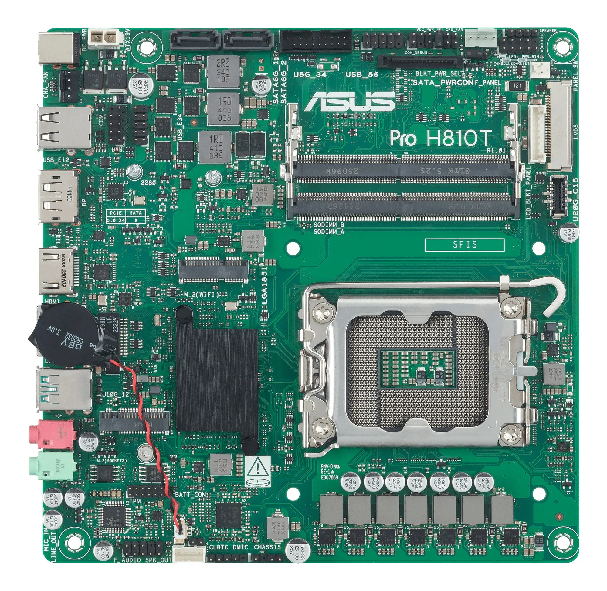 ASUS Pro H810T-CSM Intel H810 LGA 1851 (Socket V1) Thin Mini ITX – Bild 1