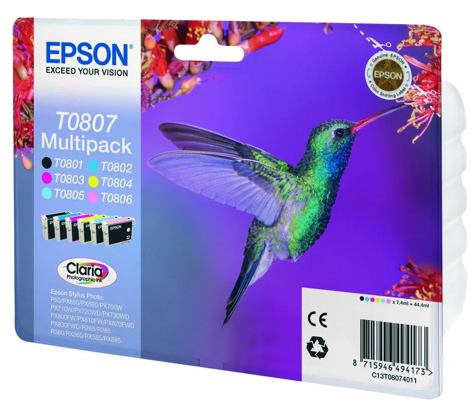 Epson Hummingbird Multipack 6 Farben T0807 Claria Photographic Ink – Bild 8